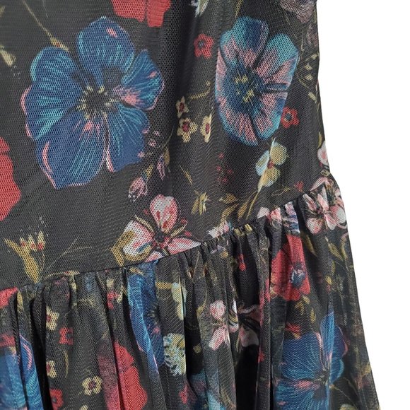 Lauren Conrad x Disney Size 10 Dress Tulle Overlay Fit Flare Midi Hi Lo Floral - Picture 13 of 15